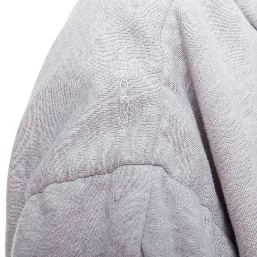 Y PROJECT grey cotton nude jersey lined gathered sleeves hoodie S