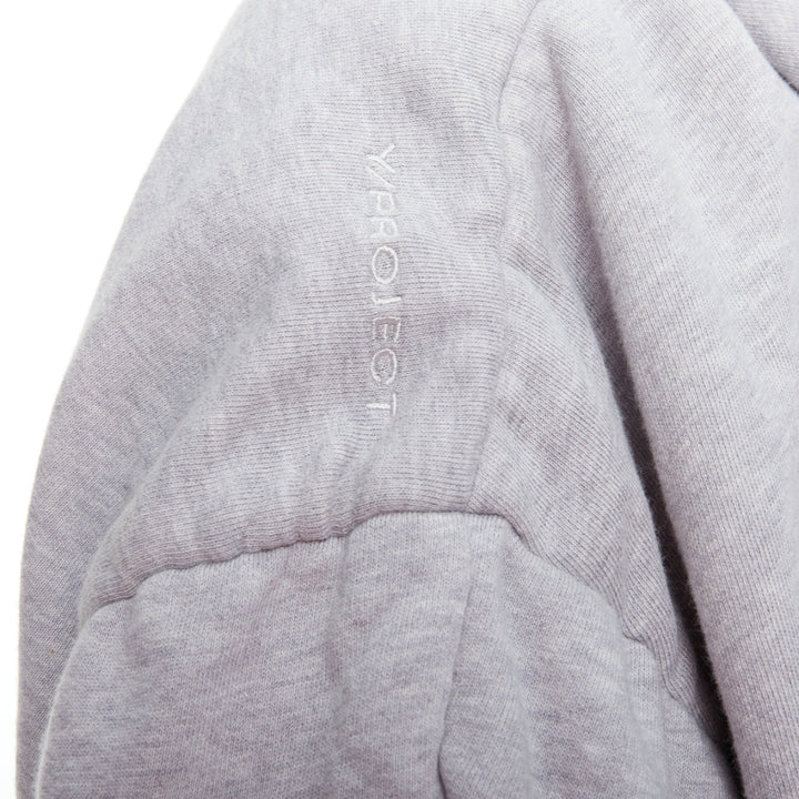 Y PROJECT grey cotton nude jersey lined gathered sleeves hoodie S