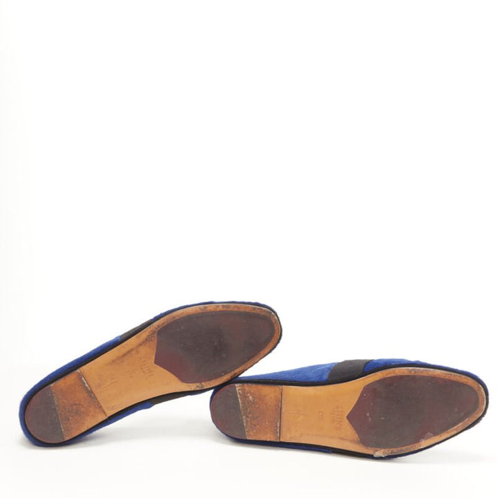 OLD CELINE PHOEBE PHILO blue pony hair grosgrain ribbon slip on flats EU37.5