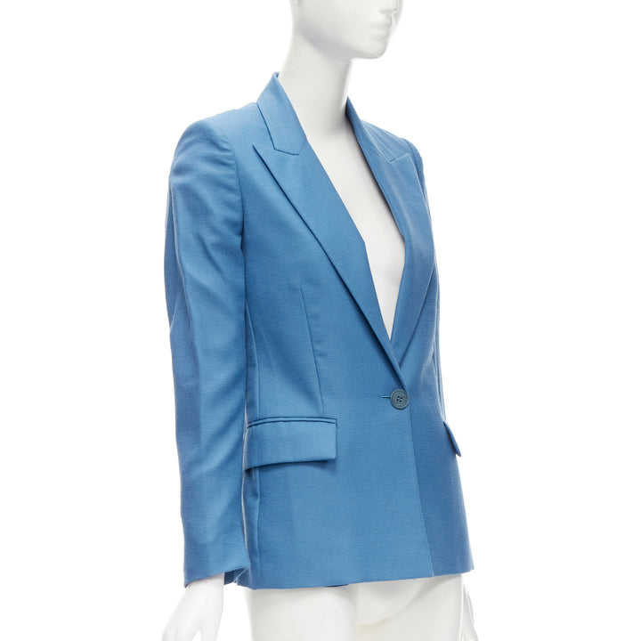 STELLA MCCARTNEY 2010 blue 100% wool rubberised buttons  blazer jacket IT36 XXS
