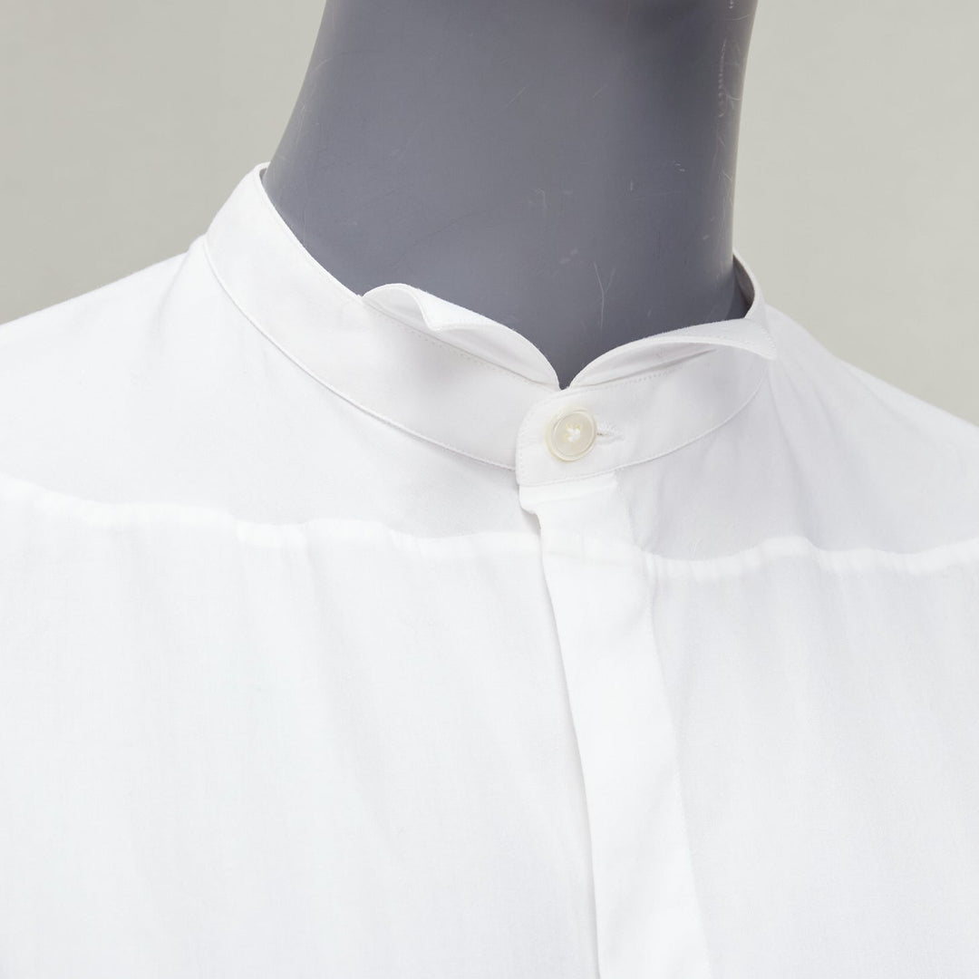 LANVIN white 100% cotton bow tie  collar plain dress shirt EU37 XS