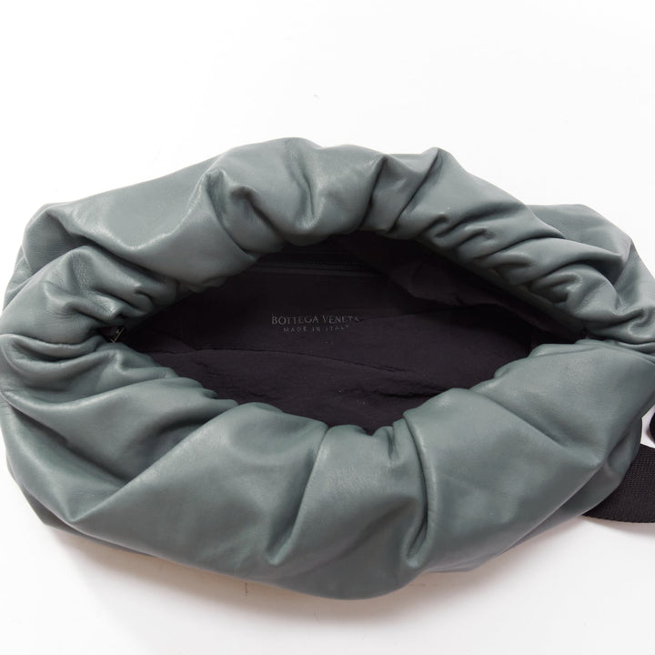 BOTTEGA VENETA The Body pouch grey smooth leather black sport strap waist bag