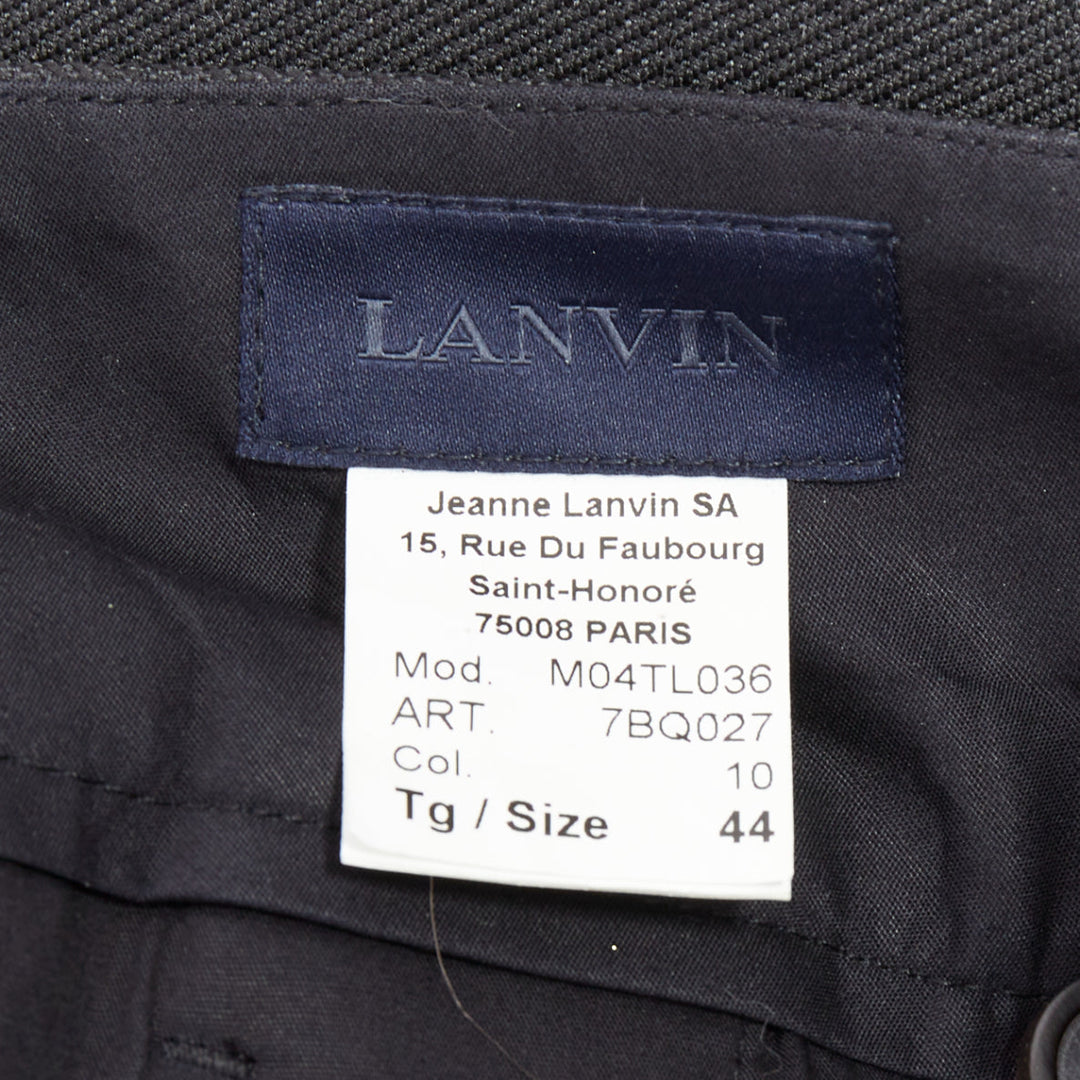 LANVIN dark grey cotton blend concealed fly tapered trousers FR44 XS