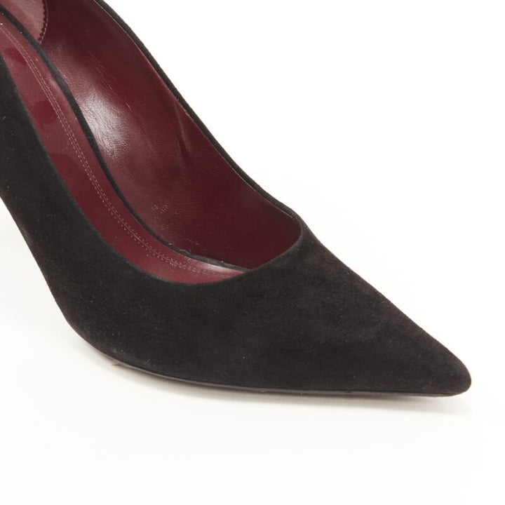 OLD CELINE PHOEBE PHILO black suede leather point tie pigalle stiletto pump EU38