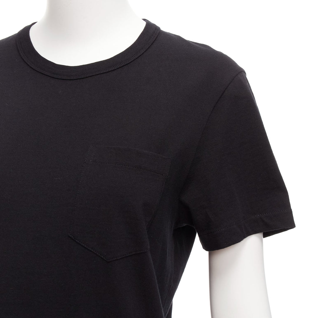 TOM FORD black TF logo embroidered pocketed round neck tshirt IT46 XL