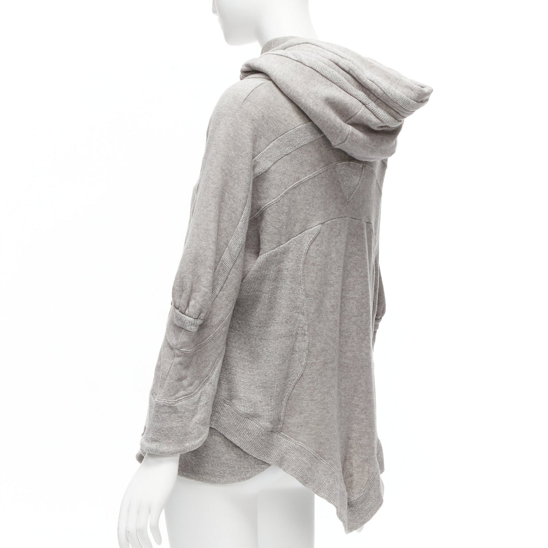 UNDERCOVER grey cotton wool panelled sleeves oversized hooded sweatshirt JP1 S