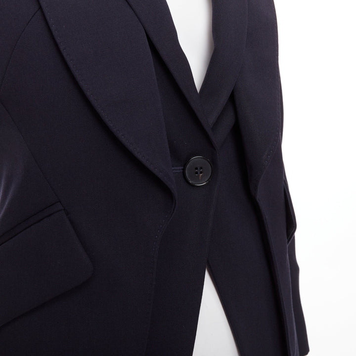 ALEXANDER MCQUEEN 2017 navy wool layered double collar blazer jacket IT38 XS