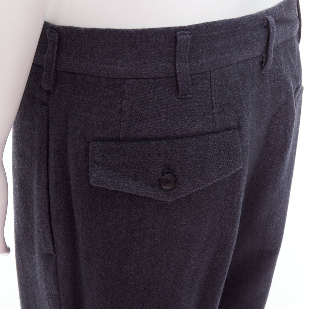 YOHJI YAMAMOTO Y's greyish blue wool blend pleated tapered pants JP4 XL