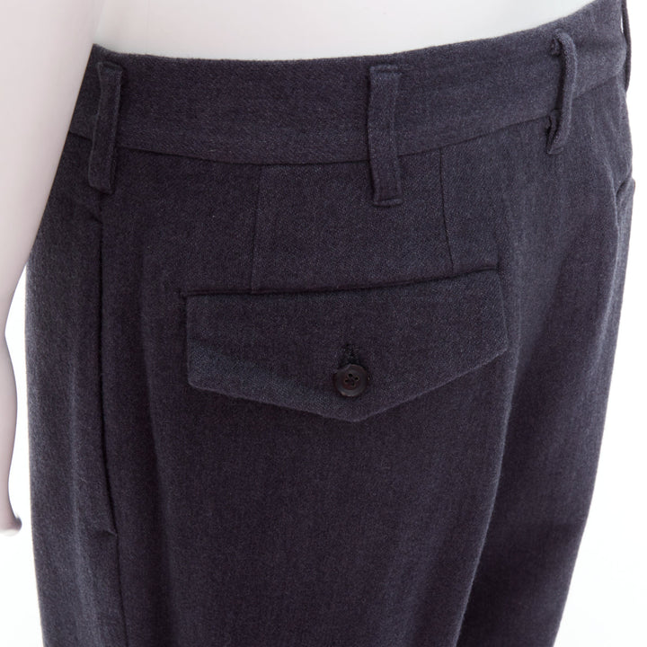 YOHJI YAMAMOTO Y's greyish blue wool blend pleated tapered pants JP4 XL