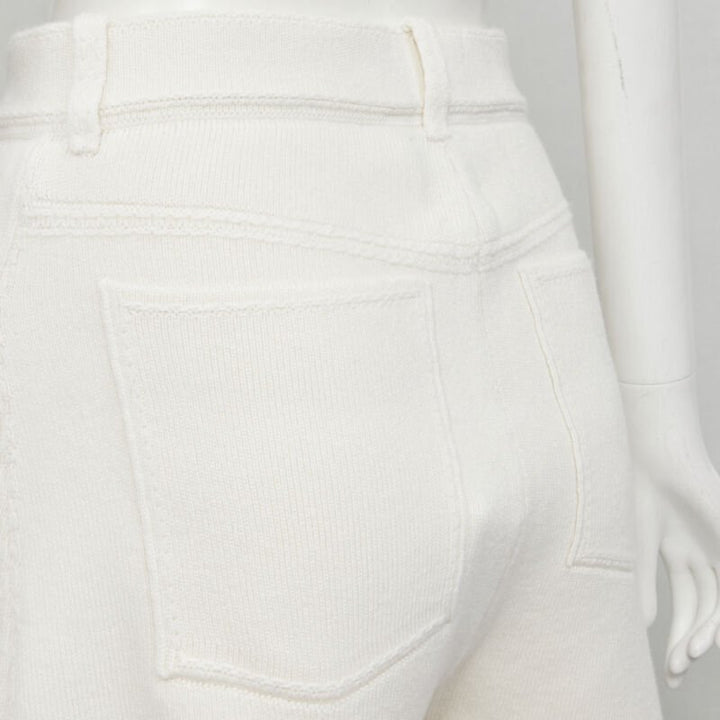 BARRIE Denim Suit cashmere cotton knit ivory shorts M