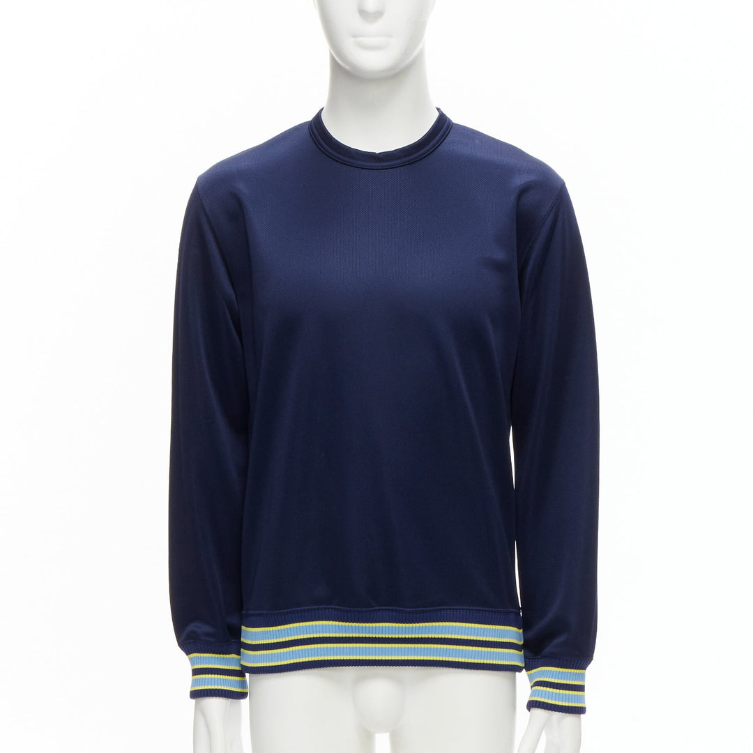 COMME DES GARCONS Homme Deux 2018 yellow rib navy football jersey sweatshirt M