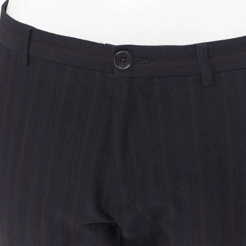 LANVIN ALBER ELBAZ mohair wool black satin side trimmed tuxedo trousers FR44