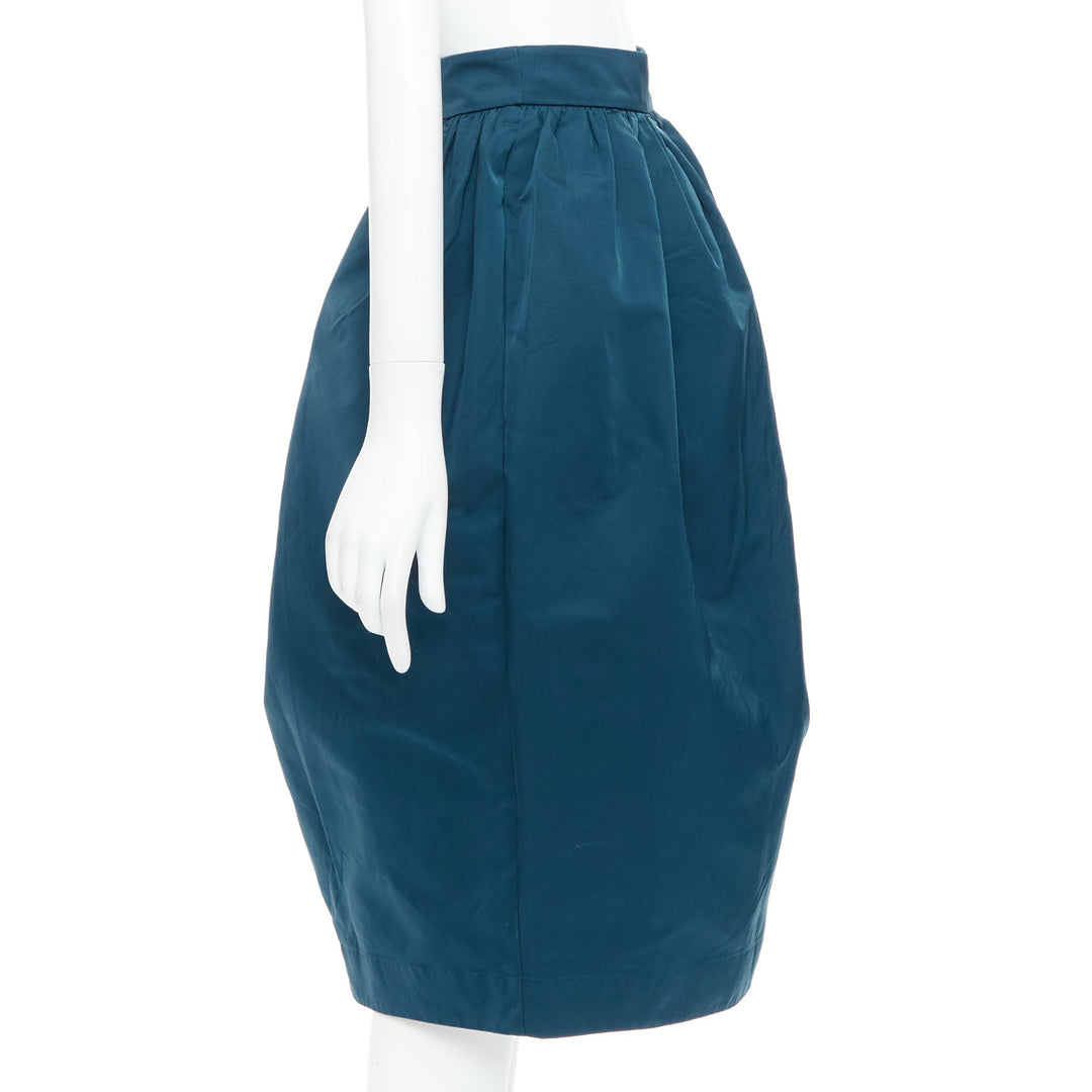 ROCHAS teal blue high waist full bubble midi cocktail skirt IT38 XS