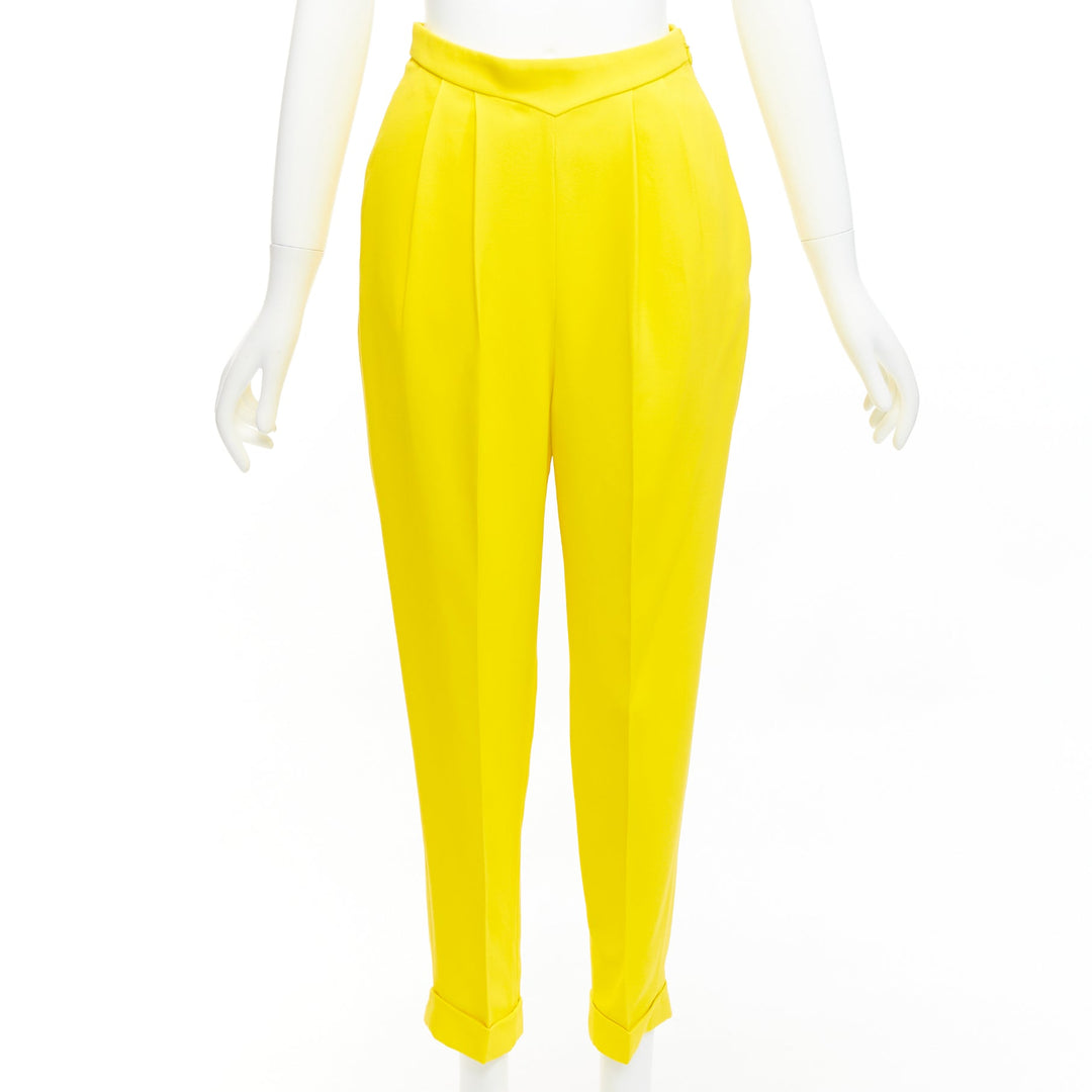 DELPOZO yellow viscose blend high V waistband harem pants FR36 S
