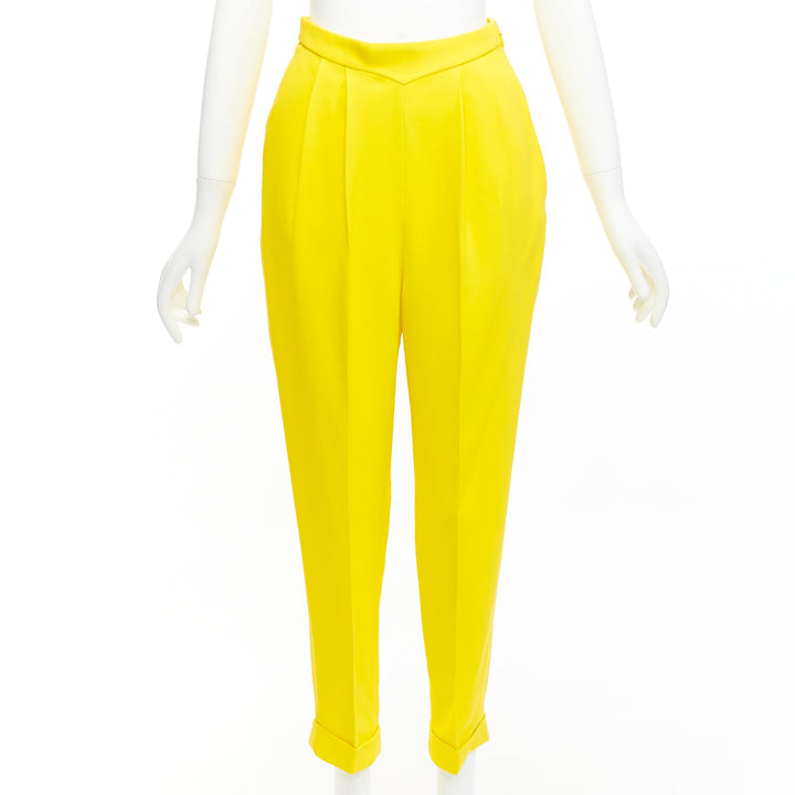 DELPOZO yellow viscose blend high V waistband harem pants FR36 S