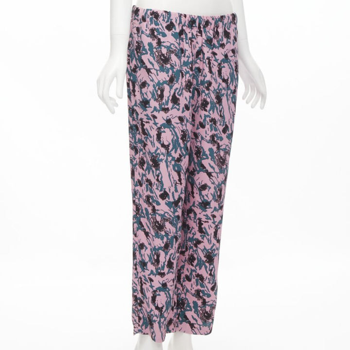 MARNI 100% viscose pink blue abstract print straight leg pants IT42 S