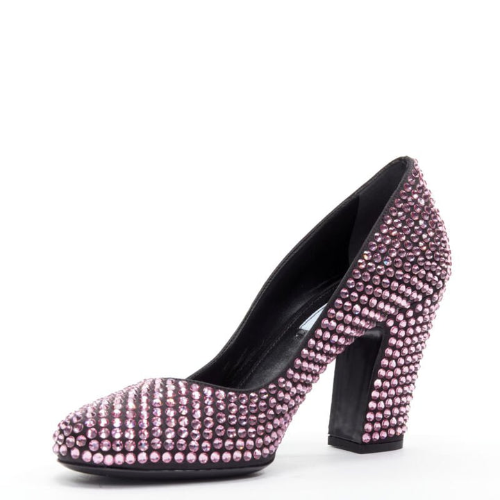 PRADA Rosa pink rhinestone crystal embellished pump EU37