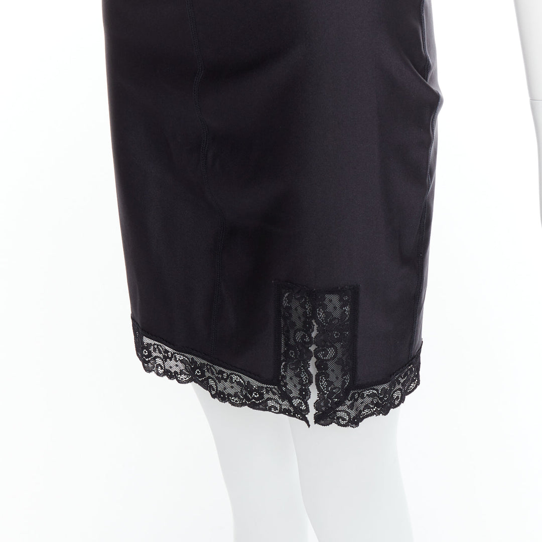 T ALEXANDER WANG black lace trim logo tape waistband mini skirt XS