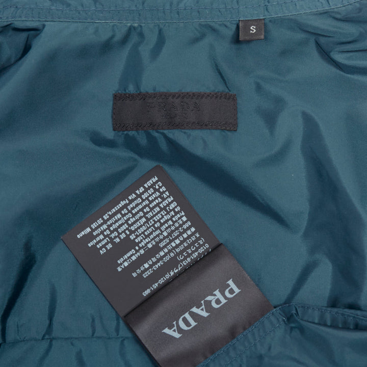 PRADA 2018 dark teal blue nylon concealed silver zip over shirt S