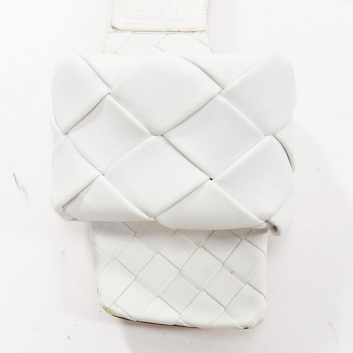 BOTTEGA VENETA Lido white intrecciato woven leather square toe slippers EU37