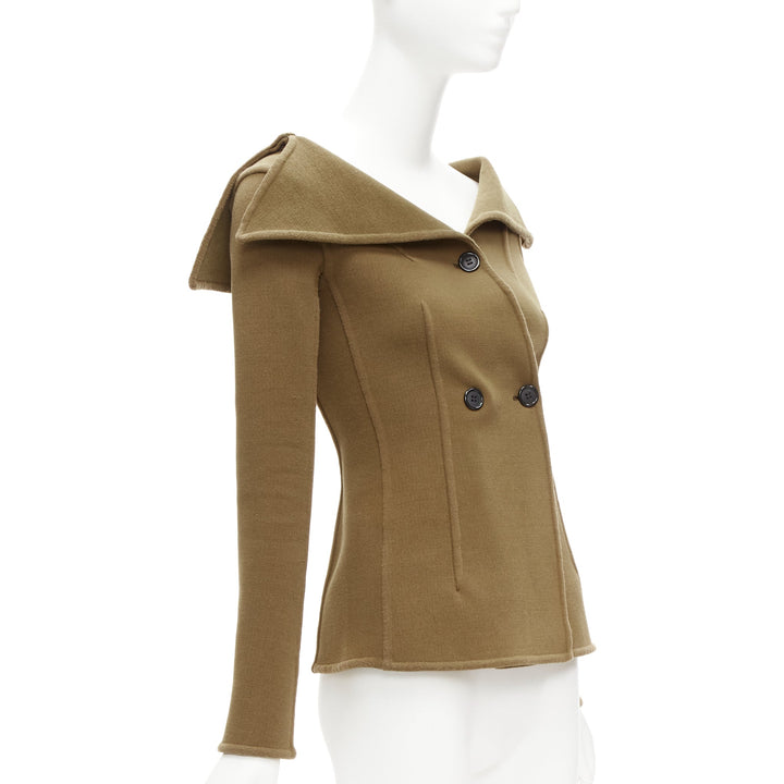 OLD CELINE Phoebe Philo 2014 Runway brown wool foldover collar jacket FR34 XS