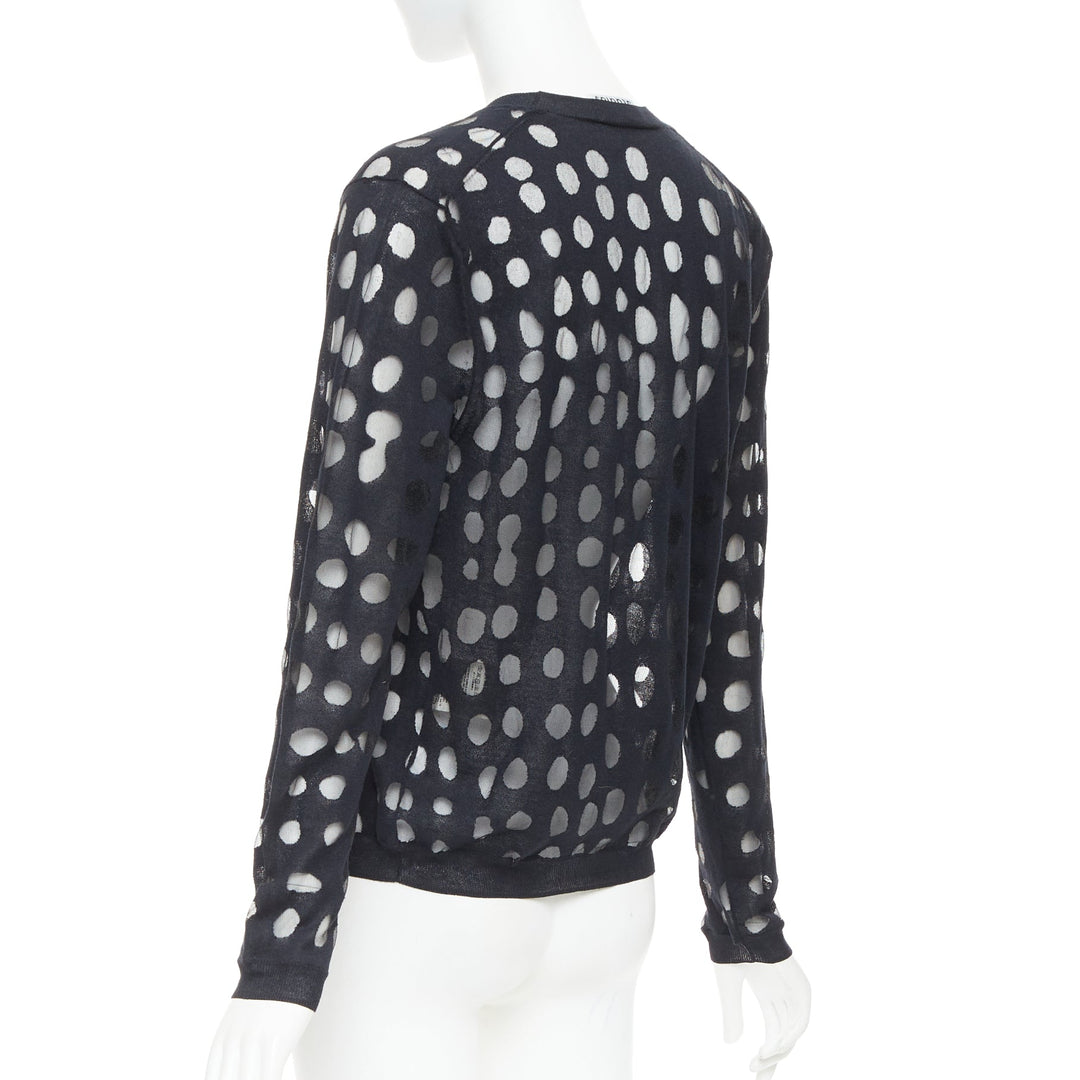 ACNE STUDIOS 2014 Ninah Dots black cotton irregular dots sheer sweater S