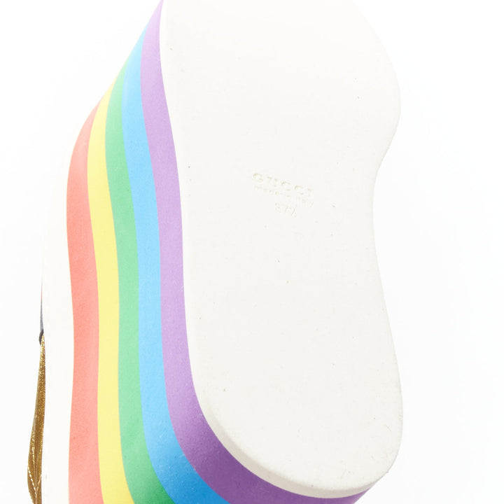 GUCCI Alessandro Michele Peggy rainbow gold web platform sneakers EU37.5