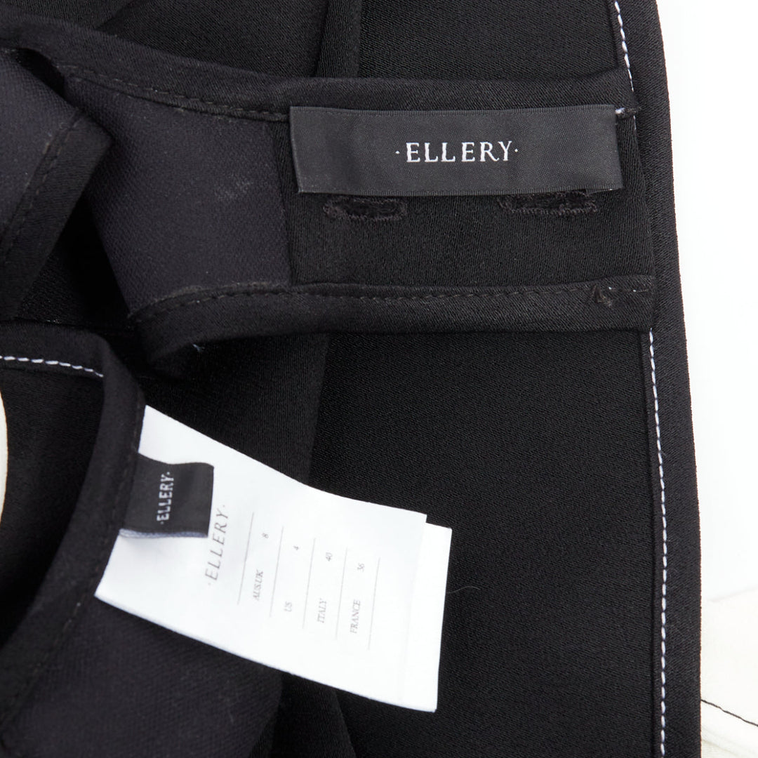 ELLERY black white bicolor cut out overstitch backless hi-low top UK8 M