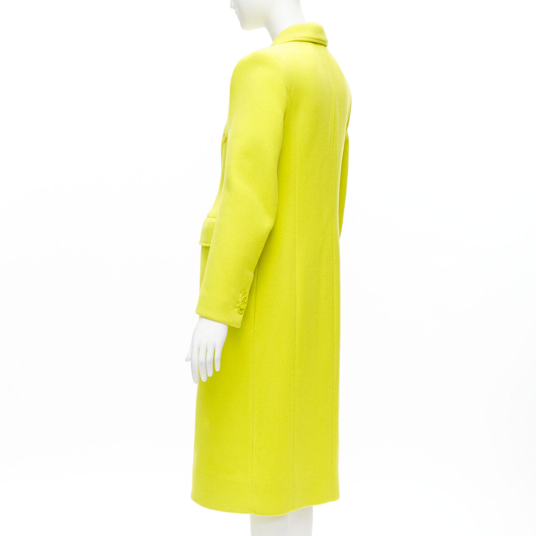 BALENCIAGA Hourglass bright yellow wool double breasted peplum coat FR34 XS