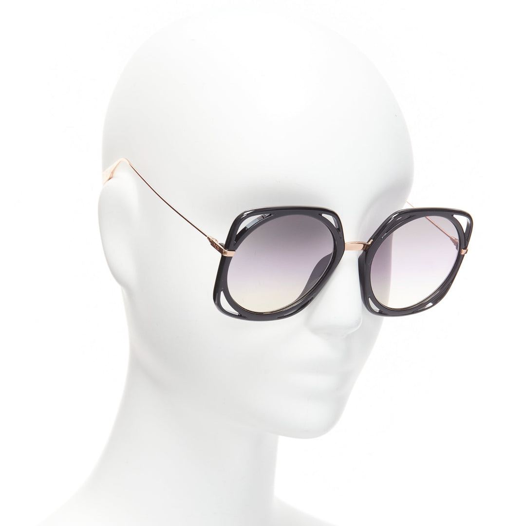 CHRISTIAN DIOR DiorDirection black frame purple lens oversized sunglasses