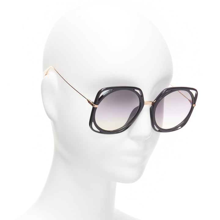 CHRISTIAN DIOR DiorDirection black frame purple lens oversized sunglasses