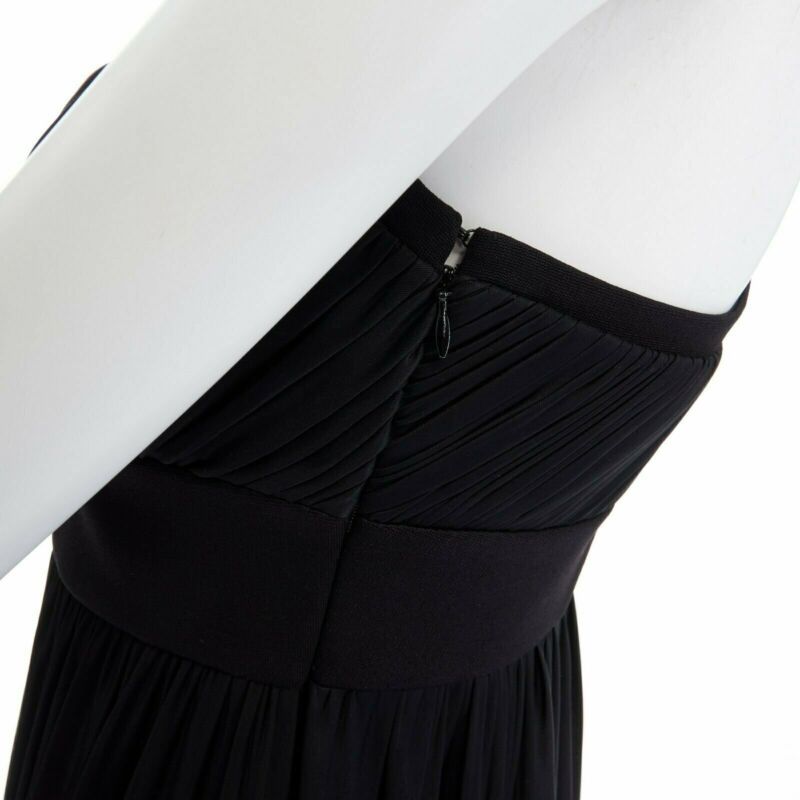 Runway VERSACE black draped viscose harness neckline cocktail dress IT40 S