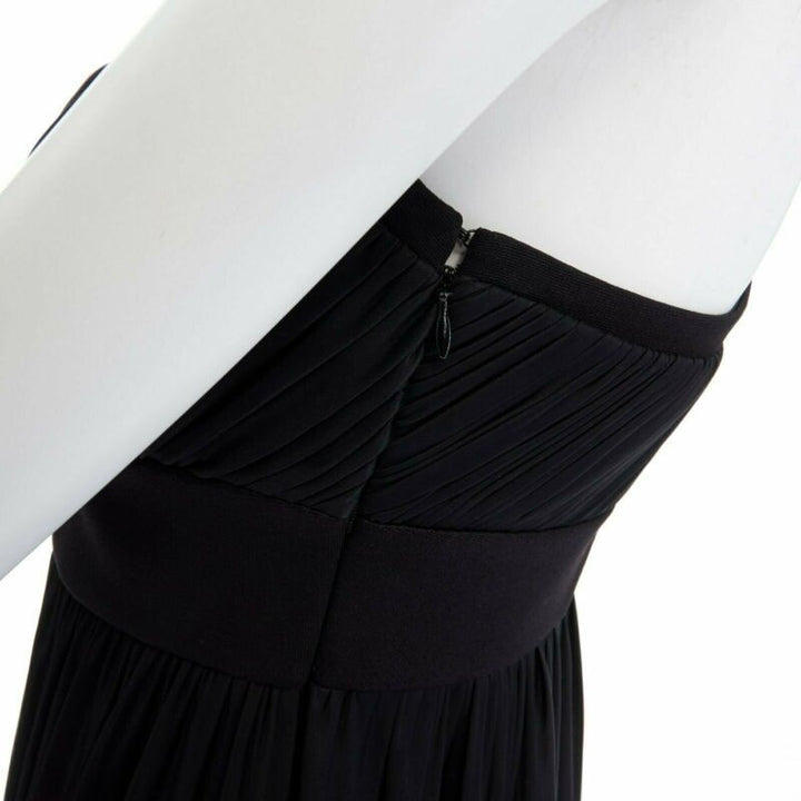 Runway VERSACE black draped viscose harness neckline cocktail dress IT40 S