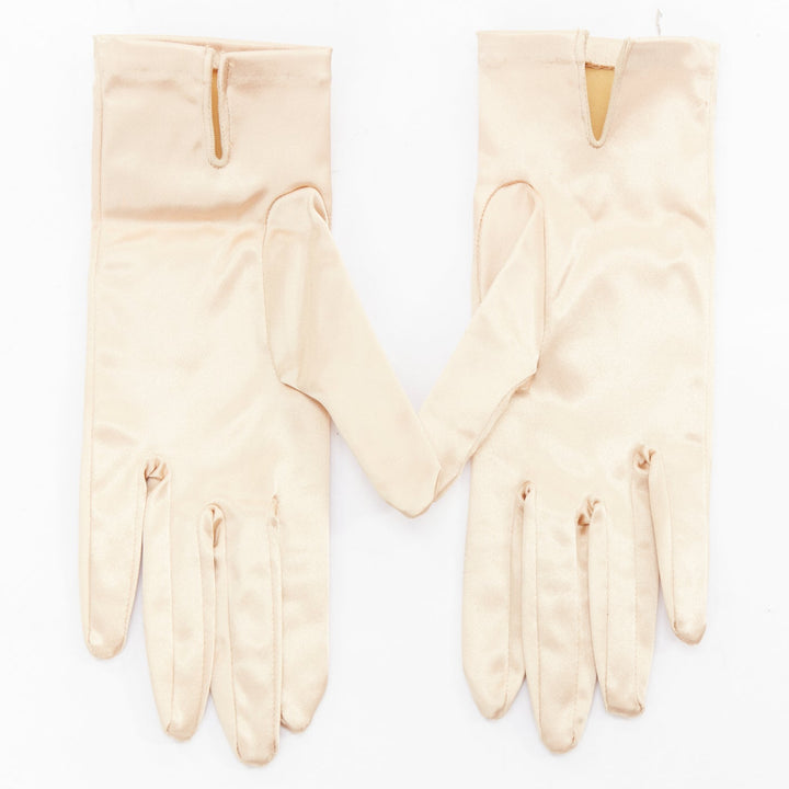 GIORGIO ARMANI champagne gold satin short evening gloves