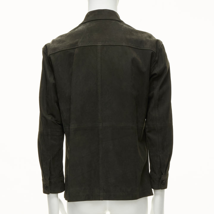 ISSEY MIYAKE WHITE LABEL grey cowhide suede leather overshirt jacket JP1 S