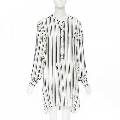 ISABEL MARANT viscose cotton blend grey beige stripe tunic casual dress FR38 S