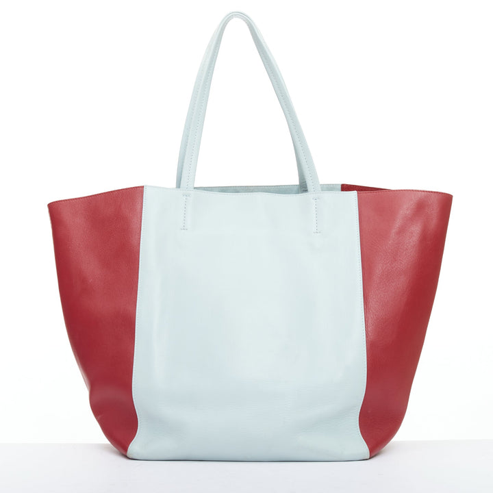 CELINE Phantom Cabas baby blue red bicolour horizontal tote bag