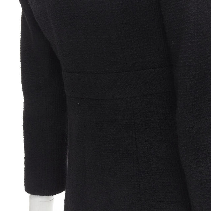CHANEL 17C Paris Cuba lattice tweed Coco satin collar little black jacket FR36 S
