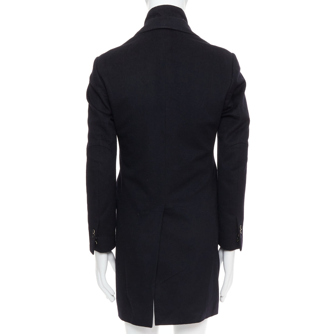 CORNELIANI black extrafine virgin wool layered collar coat IT44 XS