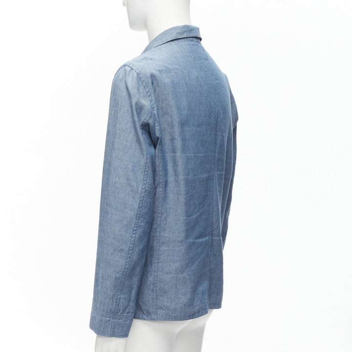 MAISON KITSUNE blue textured classic 3 pockets lightweight blazer jacket L