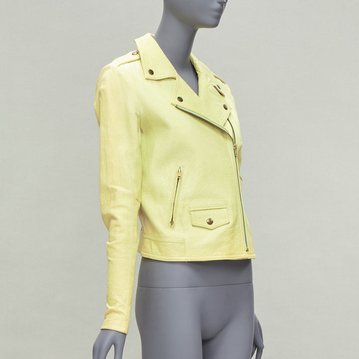 THEORY yellow lambskin leather motorcycle biker jacket M