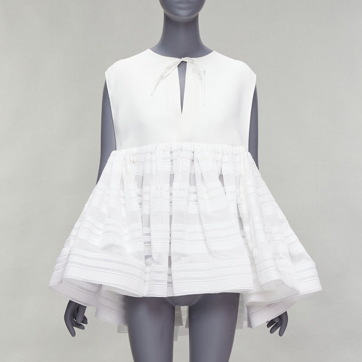 MATICEVSKI 2022 Escapism white stiff tulle trim voluminous peplum top AUS10 M