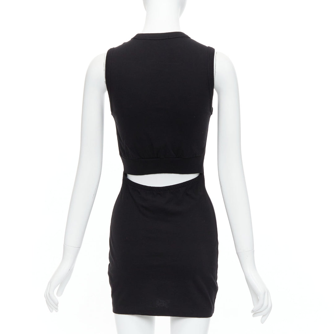 T ALEXANDER WANG black cotton chest cutout twist draped mini dress XS