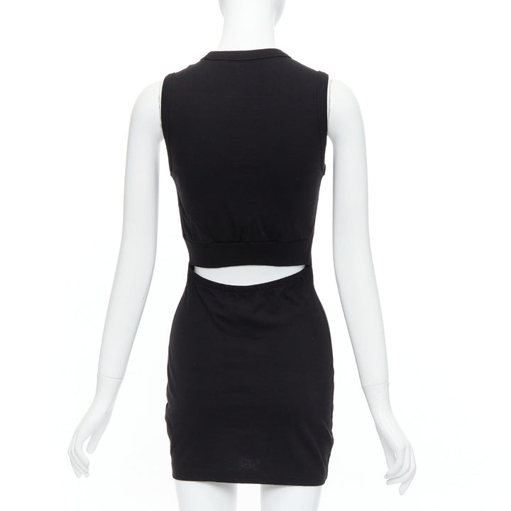 T ALEXANDER WANG black cotton chest cutout twist draped mini dress XS