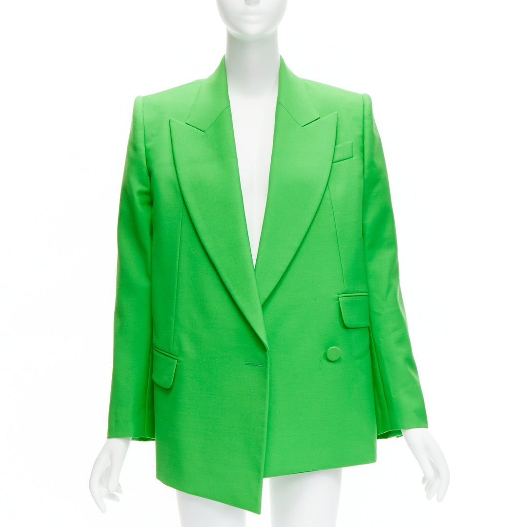 ALEXANDER MCQUEEN 2022 green wool double breasted wrap blazer jacket IT38 XS