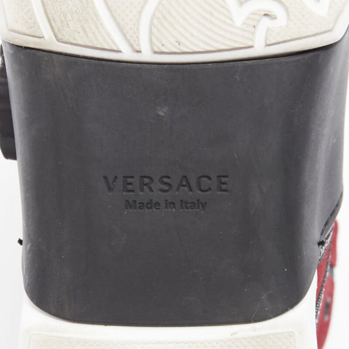 VERSACE red suede Medusa emblem nastro logo ribbon high top sneakers EU40