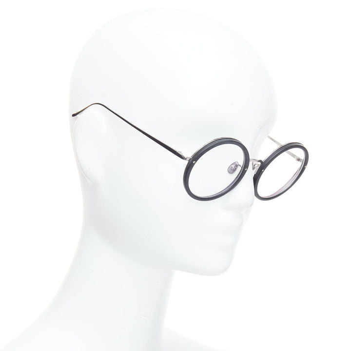 LINDA FARROW LFL239/21 black matte acetate round optical glasses