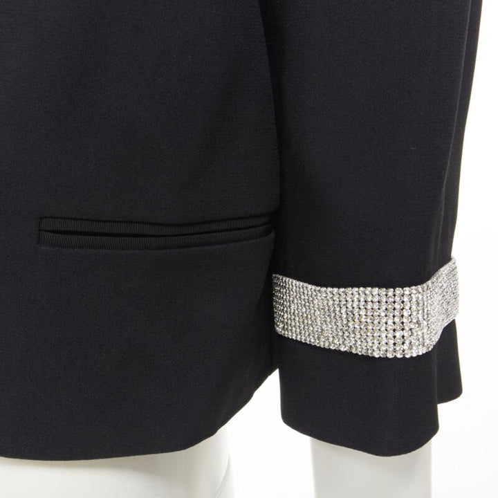 DOLCE GABBANA black silver crystal rhinestone collar cuff dinner jacket IT36 XS