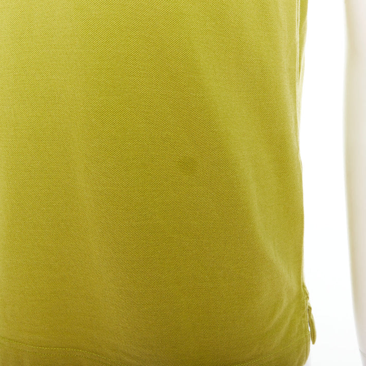HERMES olive green cotton H logo crew neck pocket t-shirt top XS