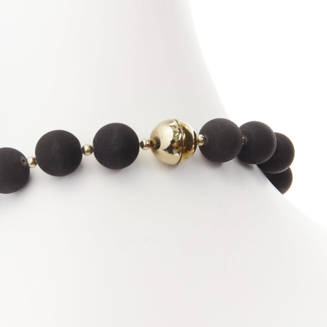 rare GIVENCHY Riccardo Tisci black pony hair shark tooth velvet ball necklace